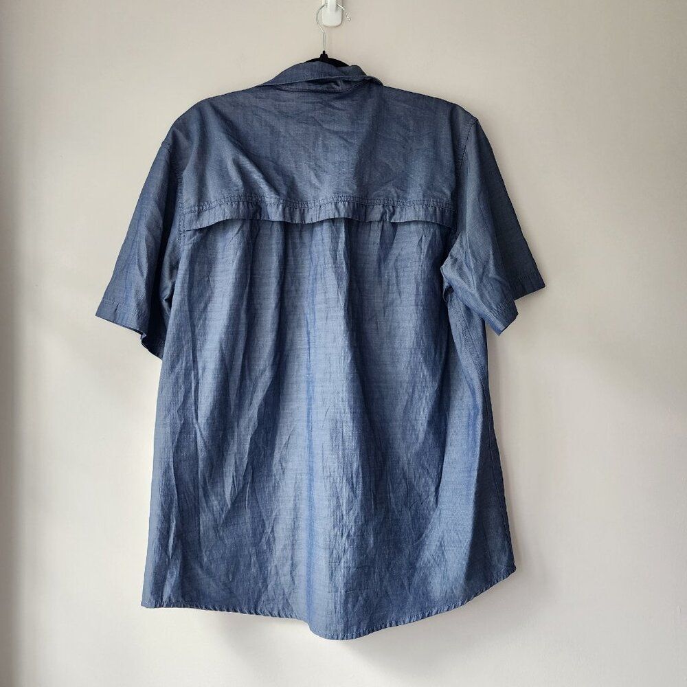 GH Bass & Co Explorer Short Sleeve Button Up Shirt Blue Men L Outdoor Fish - Picture 6 of 8